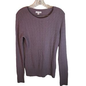 Aphorism Women’s crewneck cableknit sweater L purple nylon angora lambs wool